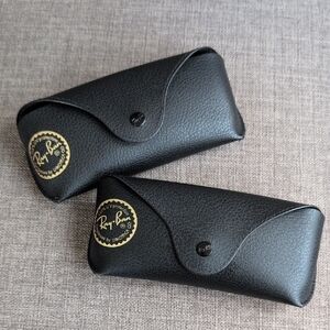Ray-Ban Black Leather Sunglasses Cases with Gold Logo (Pair)